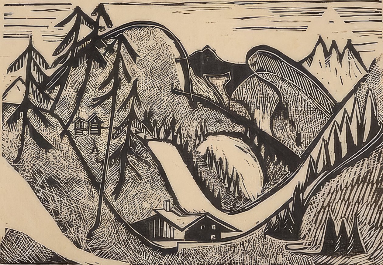 Glarus yakınlarındaki dağ manzarası. 1933 by Ernst Ludwig Kirchner