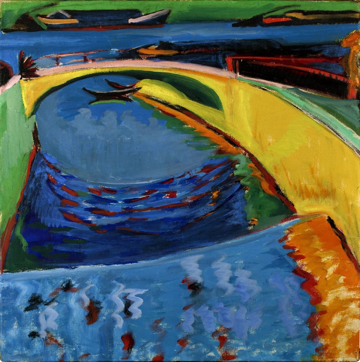 Prießnitz nehrinin ağzındaki köprü, c. 1910 by Ernst Ludwig Kirchner