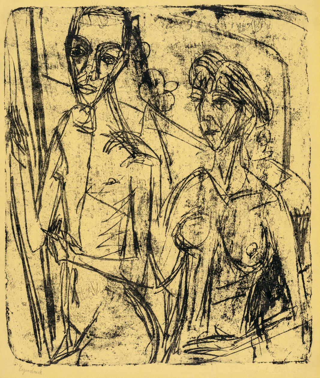Odada Çift, Çıplak Adam Kadınla by Ernst Ludwig Kirchner