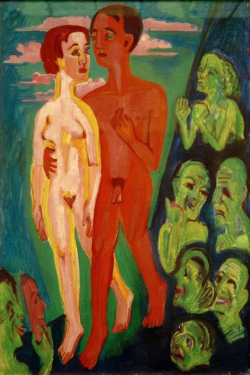 İnsanların önünde çift by Ernst Ludwig Kirchner