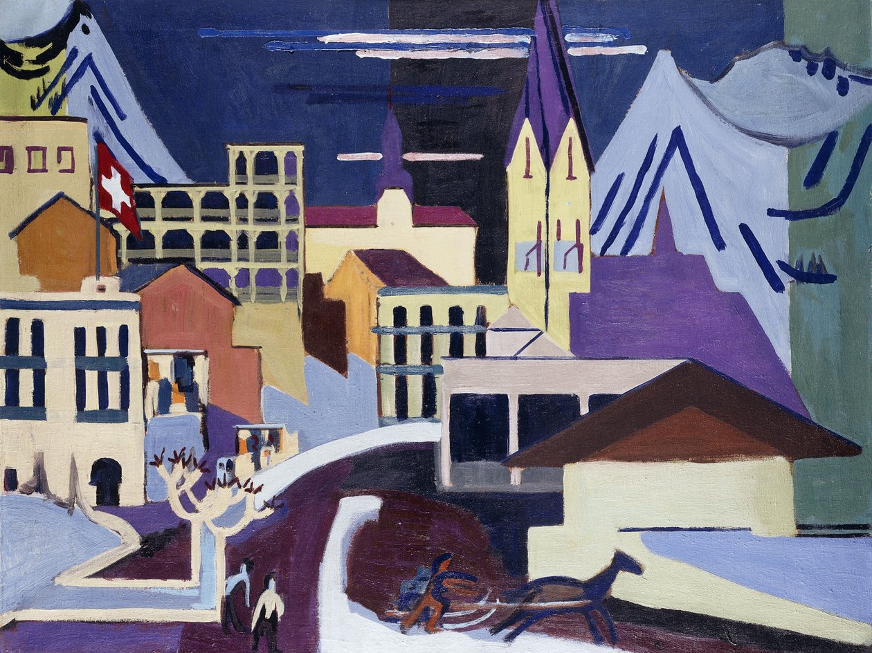 Davos-Platz Tren İstasyonu; Davos-Platz, tren istasyonunda, 1931 by Ernst Ludwig Kirchner