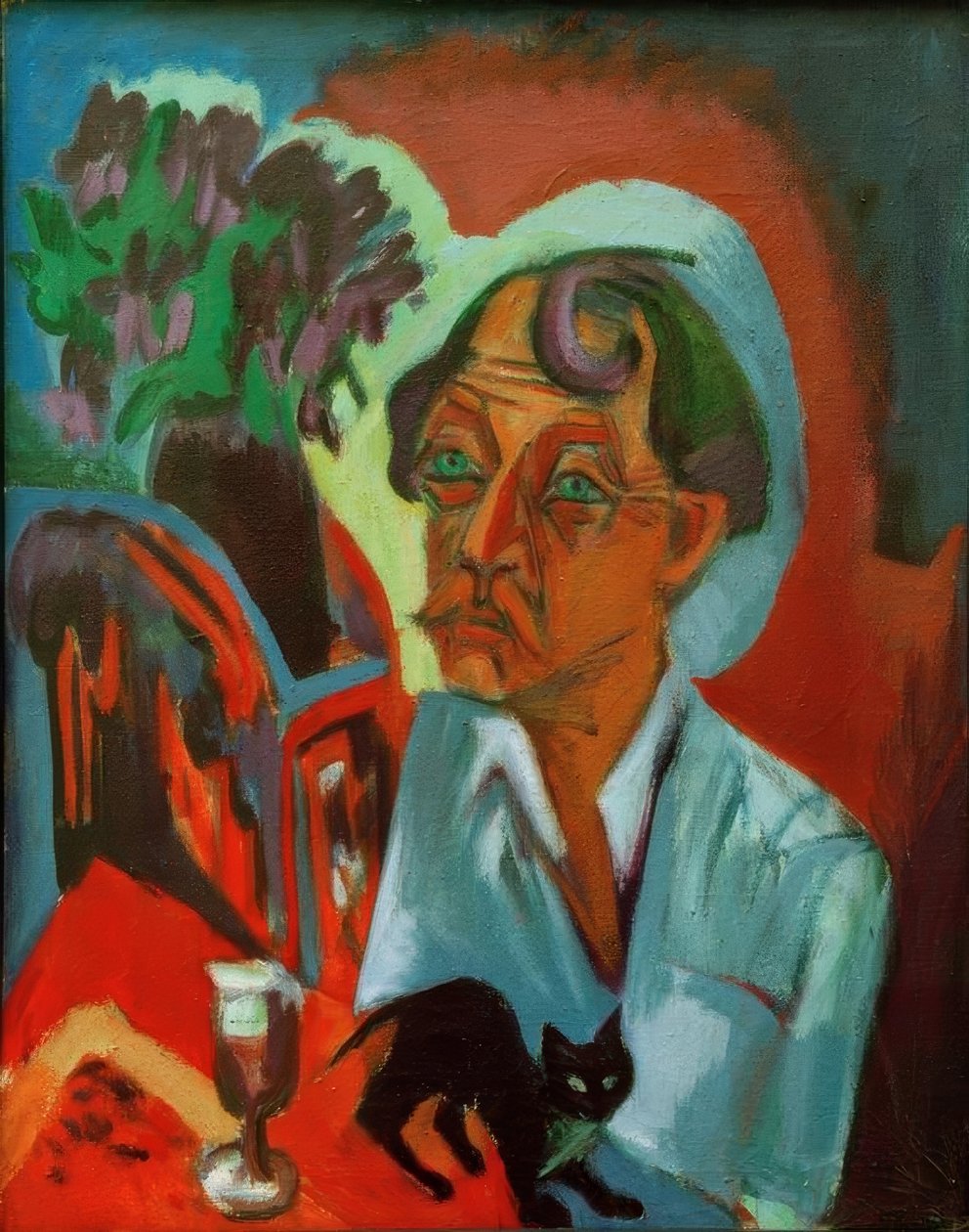 Bir kedi ile ressam Stirner by Ernst Ludwig Kirchner