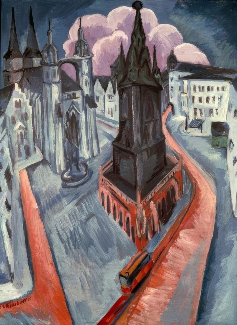 Halle'deki kırmızı kule by Ernst Ludwig Kirchner