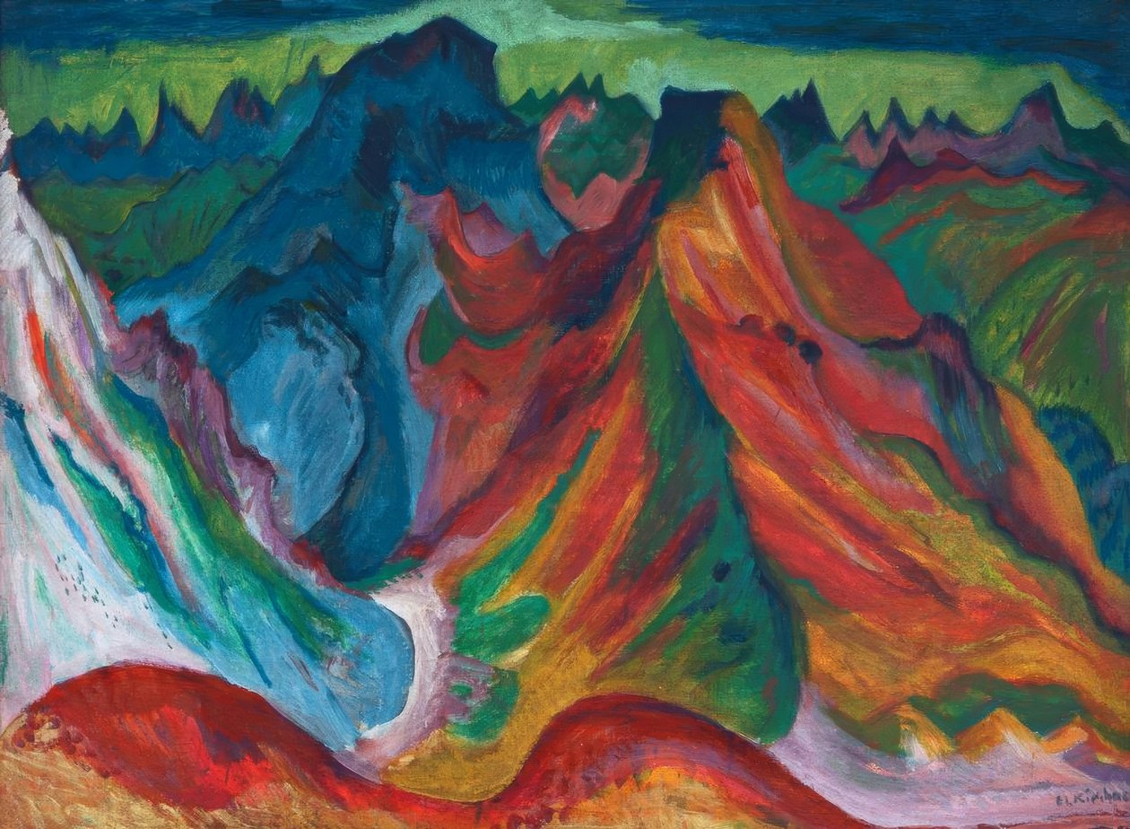Weissfluh ve Schafgrind dağları by Ernst Ludwig Kirchner