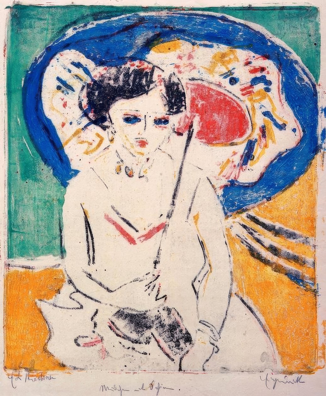 Japon şemsiyesi ile Dodo by Ernst Ludwig Kirchner