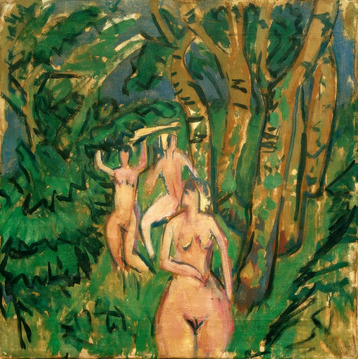 Ormanda üç çıplak by Ernst Ludwig Kirchner