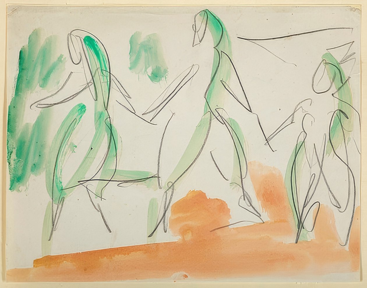 Üç dansçı. 1911 Folkwang eskiz defteri (s. 34) by Ernst Ludwig Kirchner