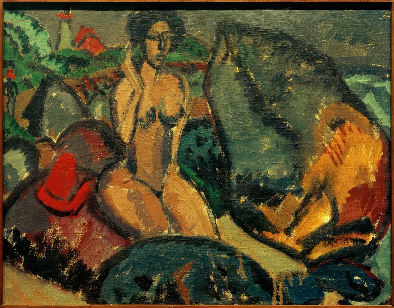 E.L. Kirchner, taşlar arasında yıkananlar by Ernst Ludwig Kirchner