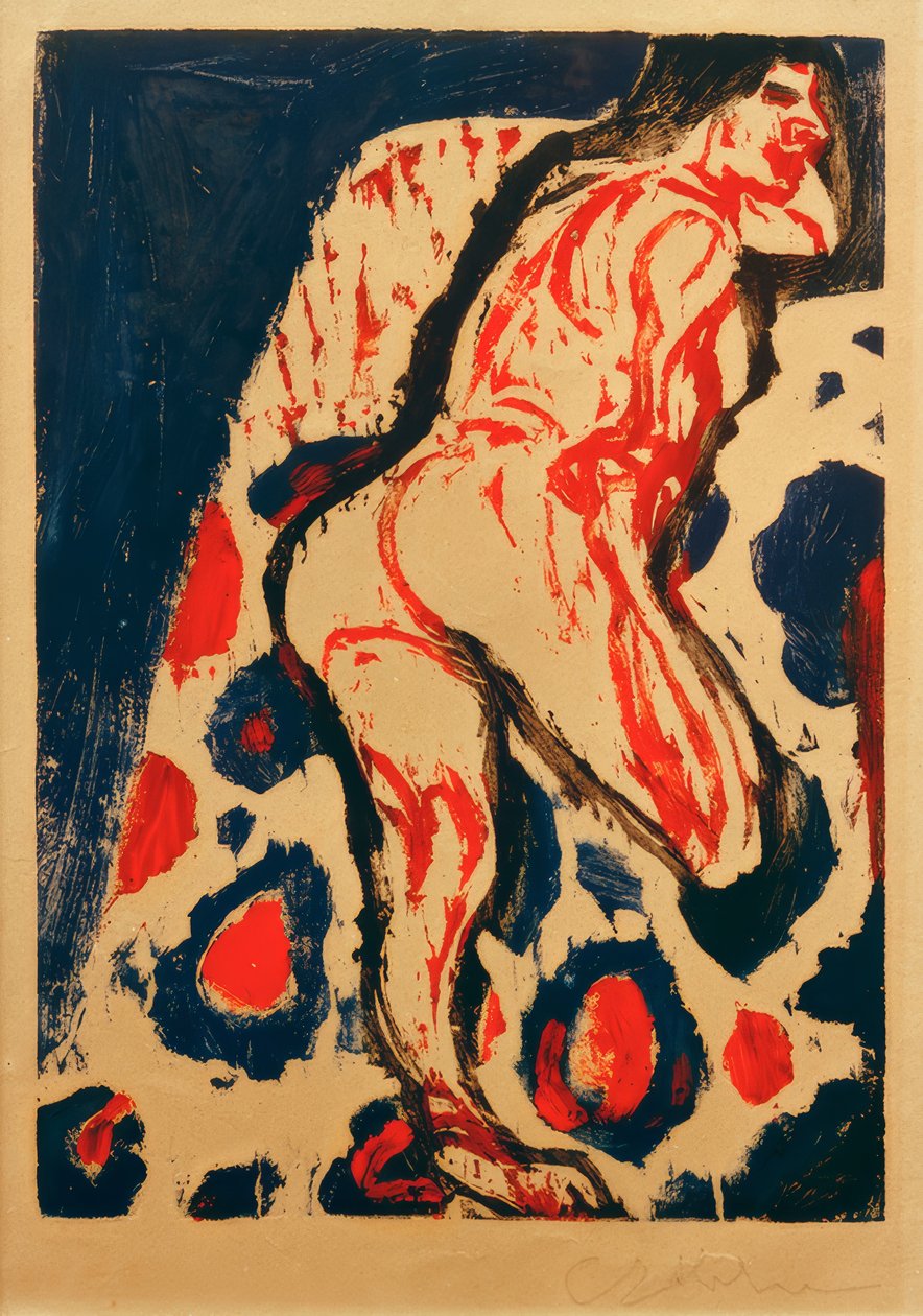 E.L. Kirchner, Yatan Çıplak by Ernst Ludwig Kirchner