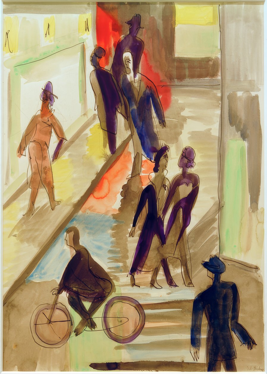 E.L. Kirchner, bisikletli sokak sahnesi by Ernst Ludwig Kirchner