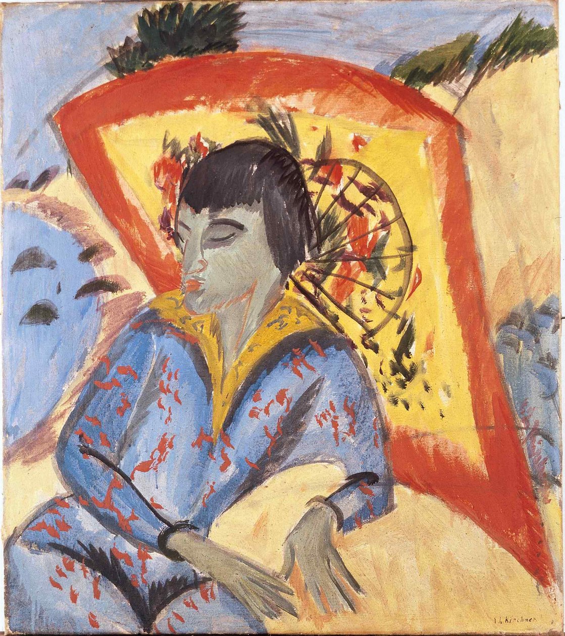 Japon Şemsiyeli Erna, 1913. by Ernst Ludwig Kirchner