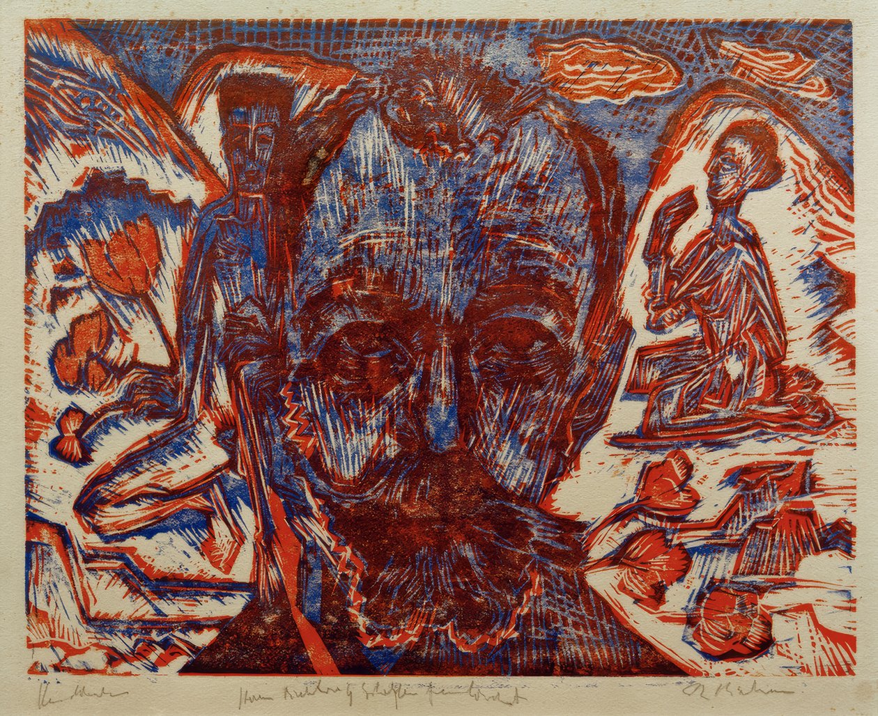 Ferdinand Hodler / Hodlerkopf / Farbholzschnitt v. E.L.Kirchner by Ernst Ludwig Kirchner