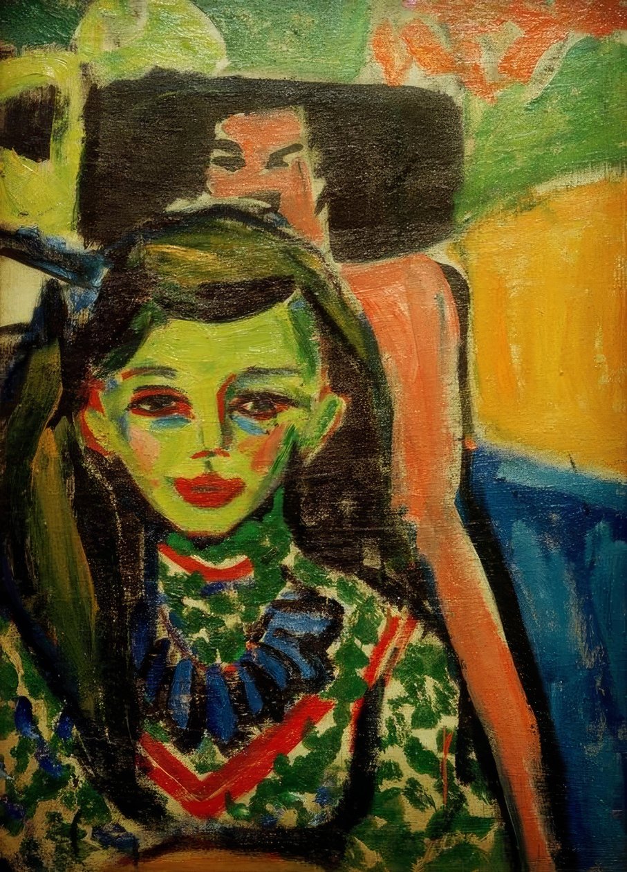 Oyma bir sandalyenin önünde Fränzi by Ernst Ludwig Kirchner