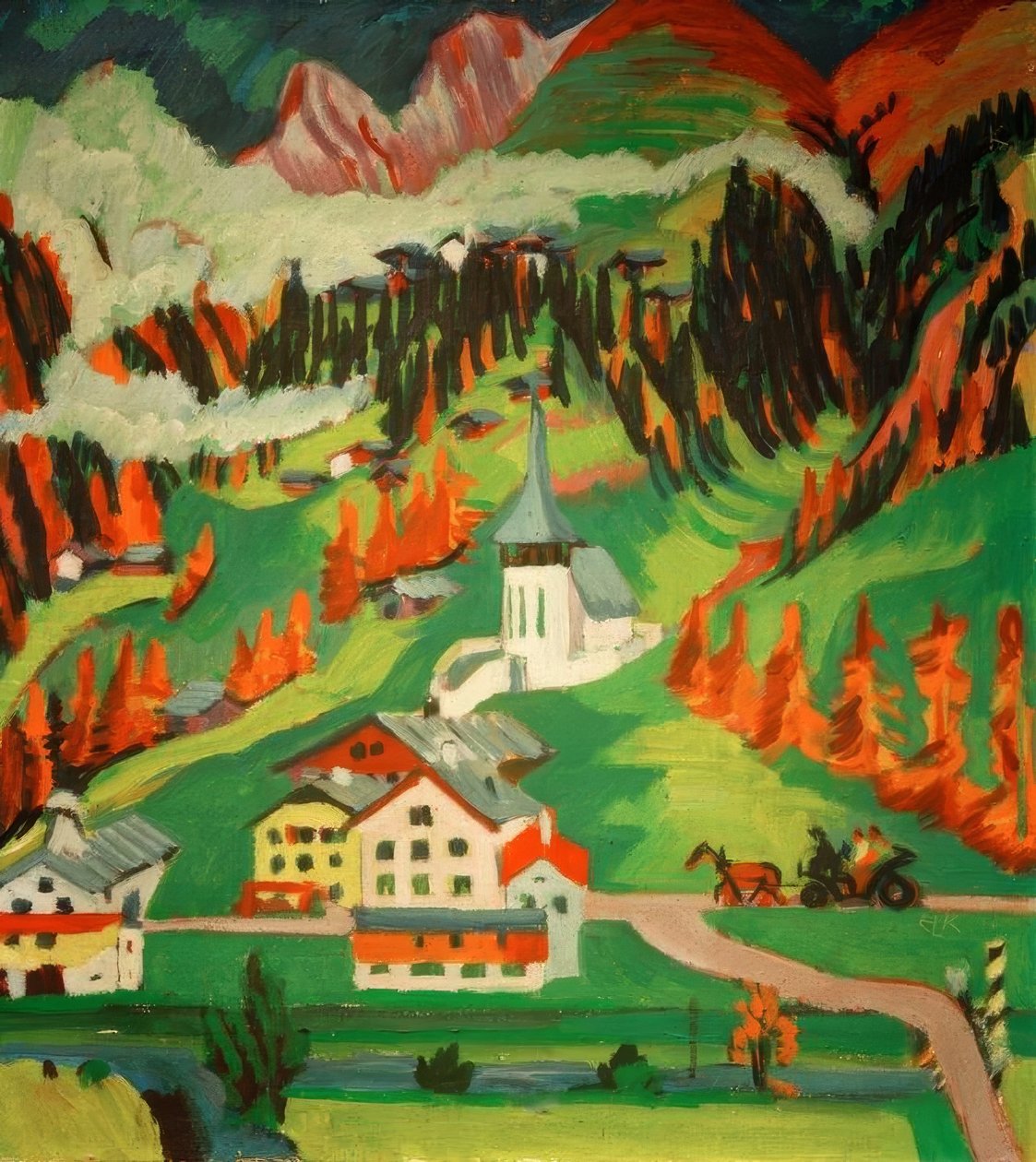 Sonbaharda Frauenkirch by Ernst Ludwig Kirchner