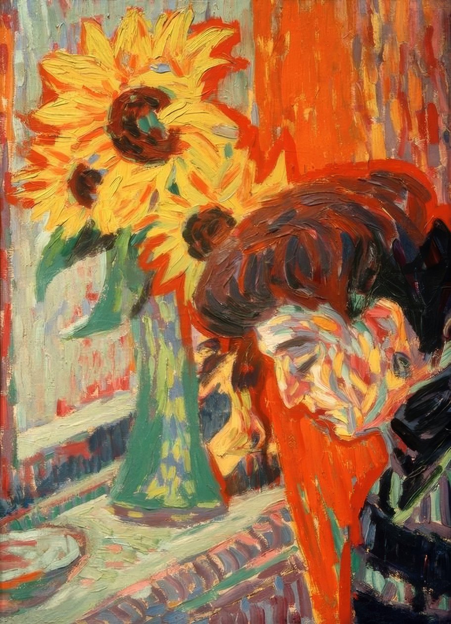 Ayçiçeği önünde kadının kafası by Ernst Ludwig Kirchner