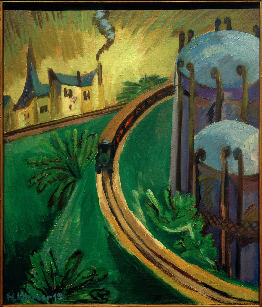 Gaz kazanı ve banliyö treni by Ernst Ludwig Kirchner