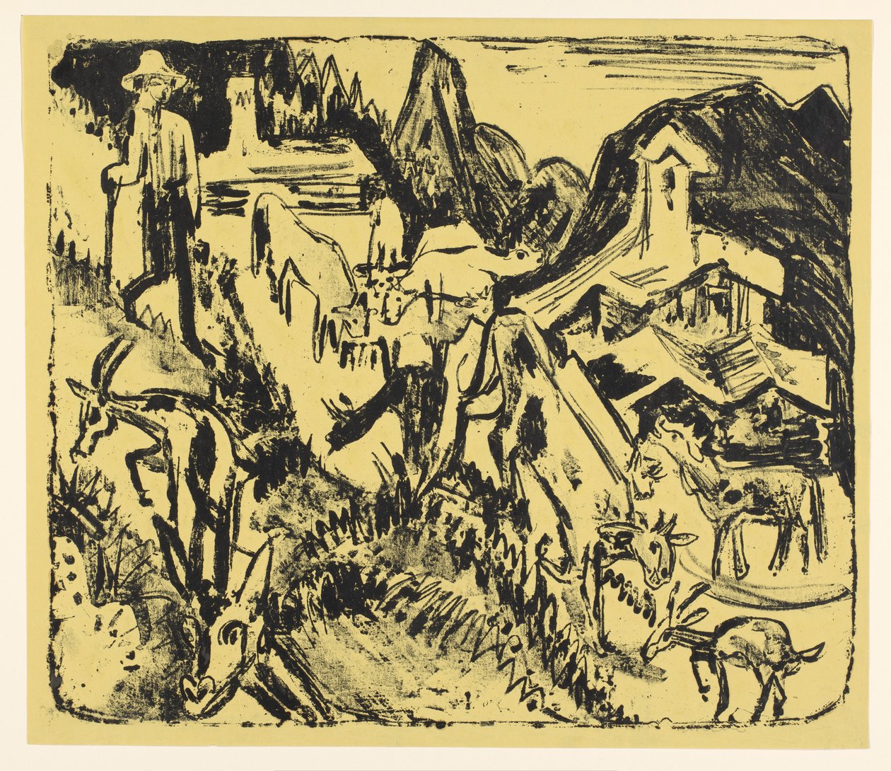 Dağlarda sürüsü ile keçi çobanı by Ernst Ludwig Kirchner