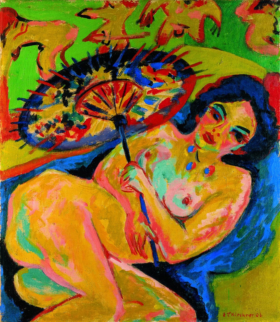 Japon Şemsiyesi Altındaki Kız, c. 1909 by Ernst Ludwig Kirchner