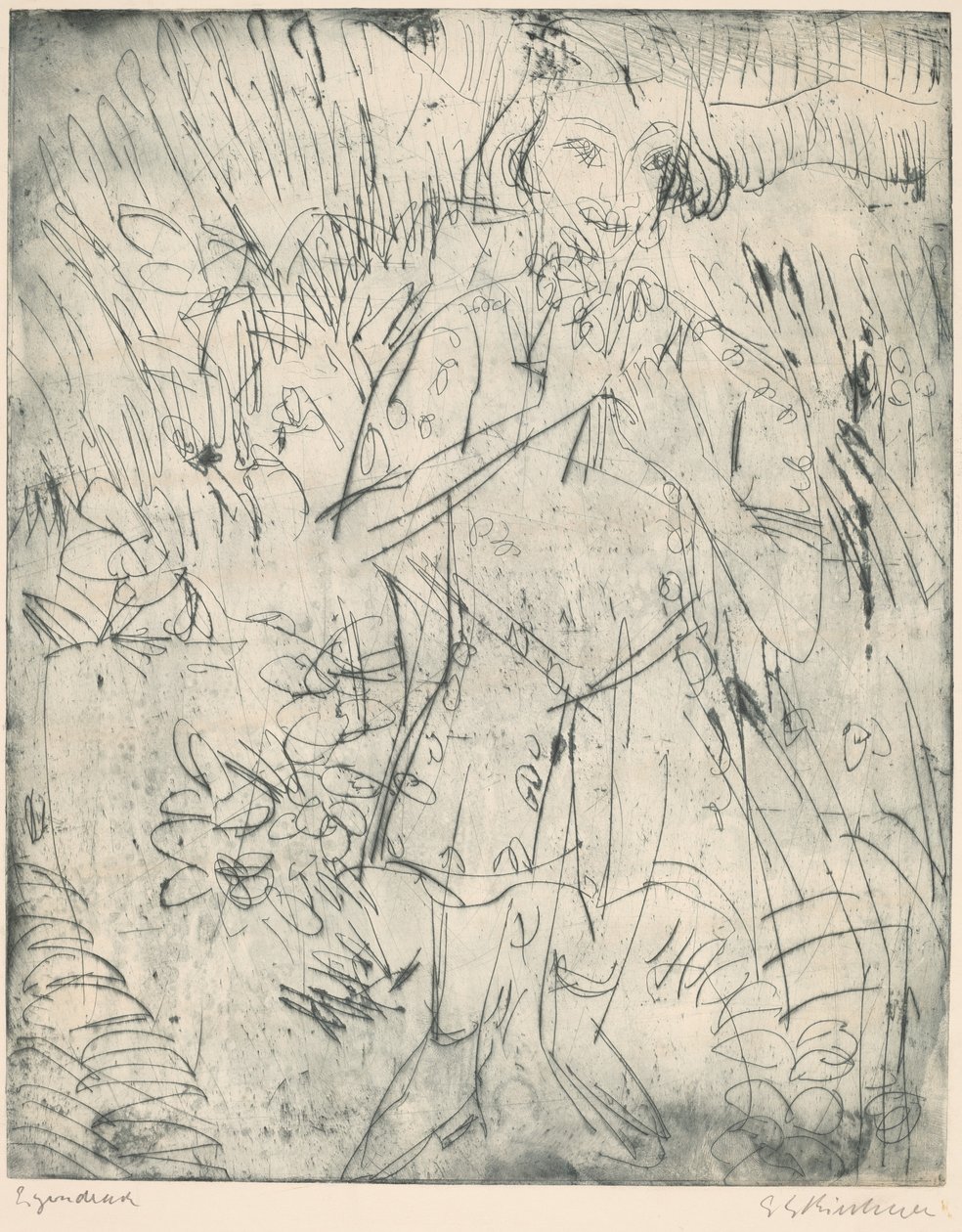 çiçekli kız by Ernst Ludwig Kirchner