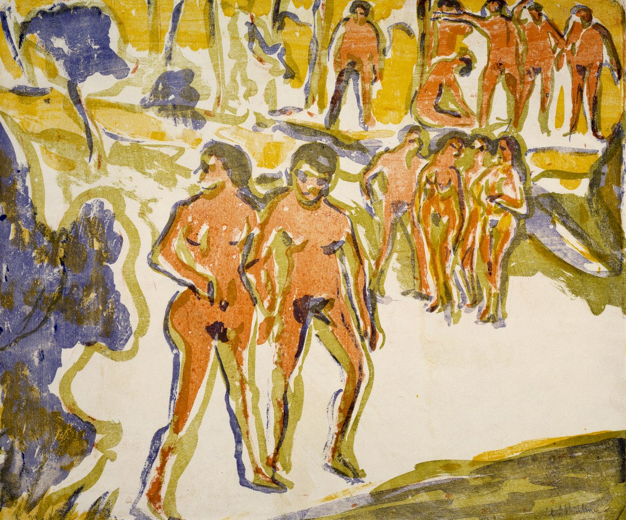 yüzücüler grubu by Ernst Ludwig Kirchner