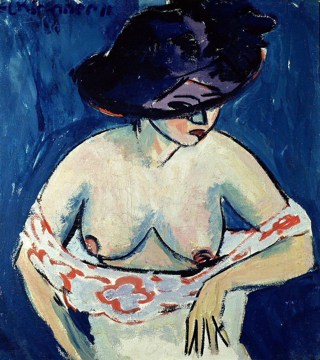 Half-Naked Woman with a Hat, 1911  by Ernst Ludwig Kirchner