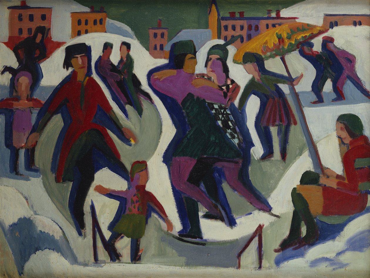 Patencilerle Buz Pateni Pisti, 1925 by Ernst Ludwig Kirchner