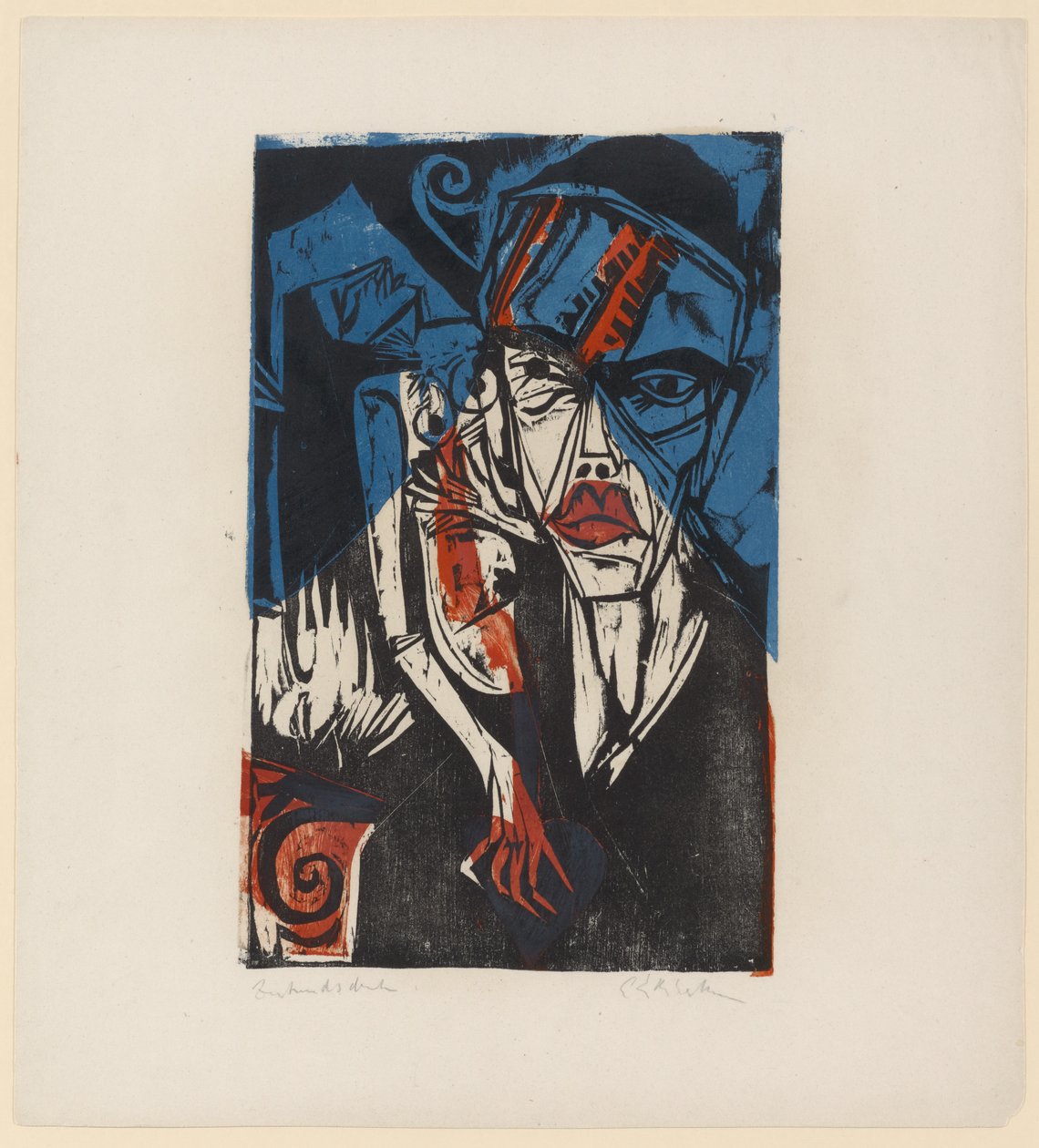 Adalbert von Chamisso, 1915 (renkli gravür) tarafından Peter Schlemihl için illüstrasyon by Ernst Ludwig Kirchner