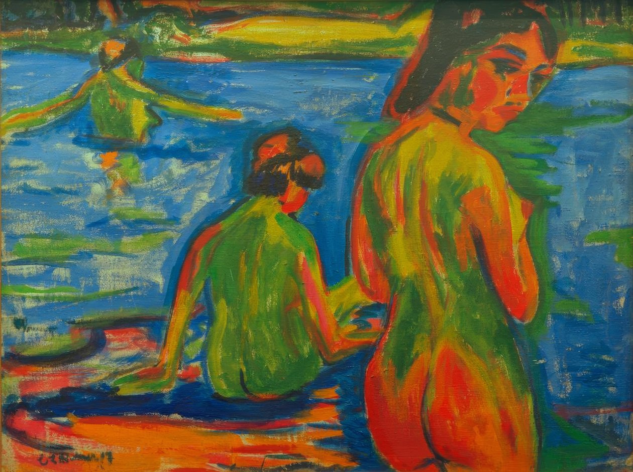 gölde banyo kızlar by Ernst Ludwig Kirchner