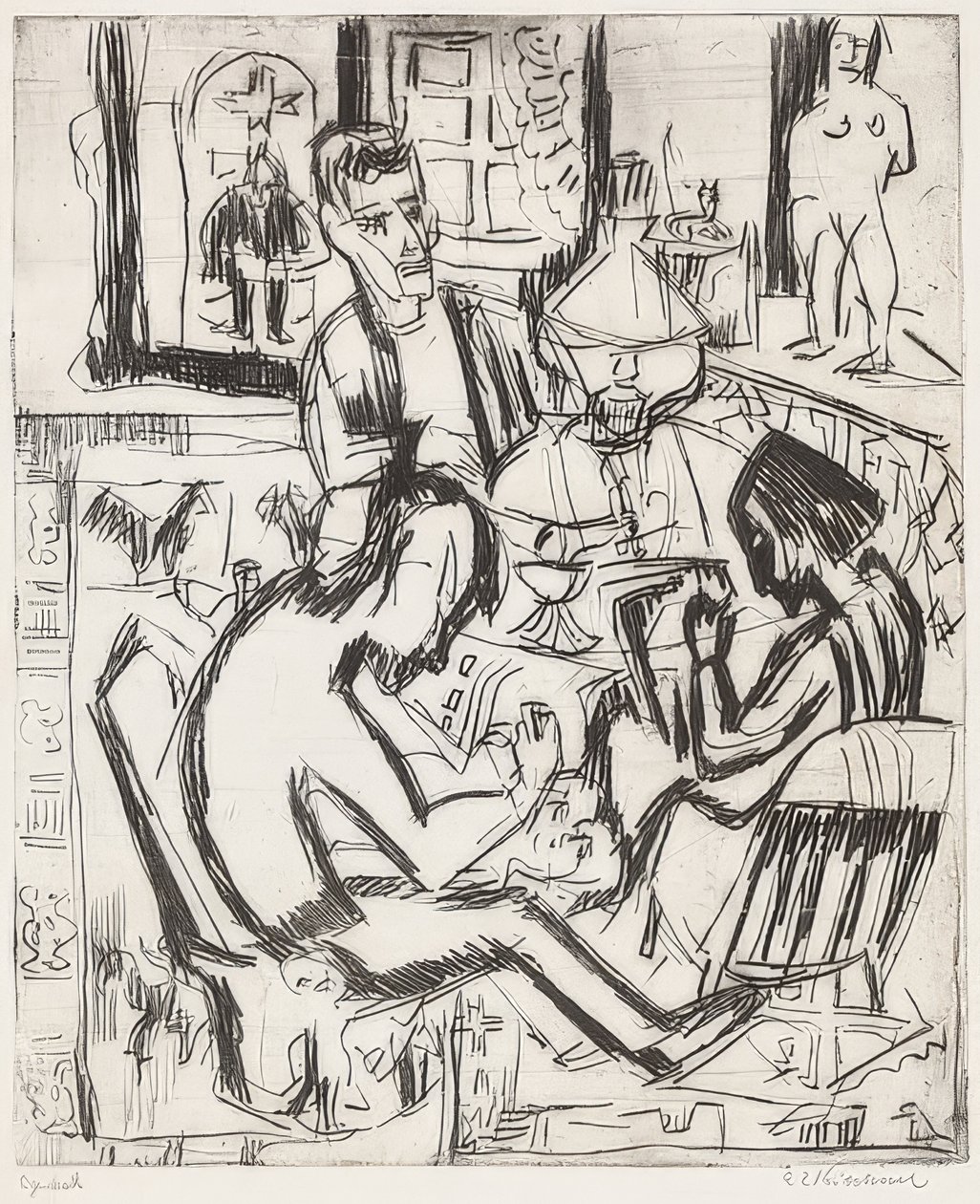 İnsanlarla iç. 1923 by Ernst Ludwig Kirchner