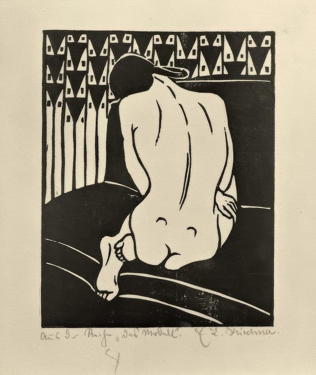 Arkadan görülen çömelme hareketi by Ernst Ludwig Kirchner