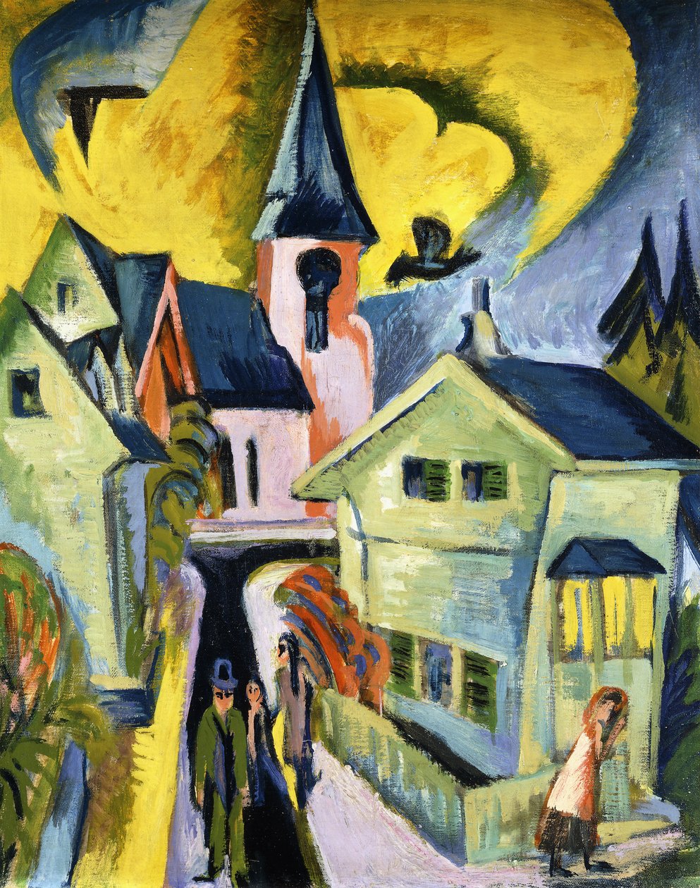 Kızıl Kilise ile Koenigstein; kırmızı kilise ile Koenigstein by Ernst Ludwig Kirchner