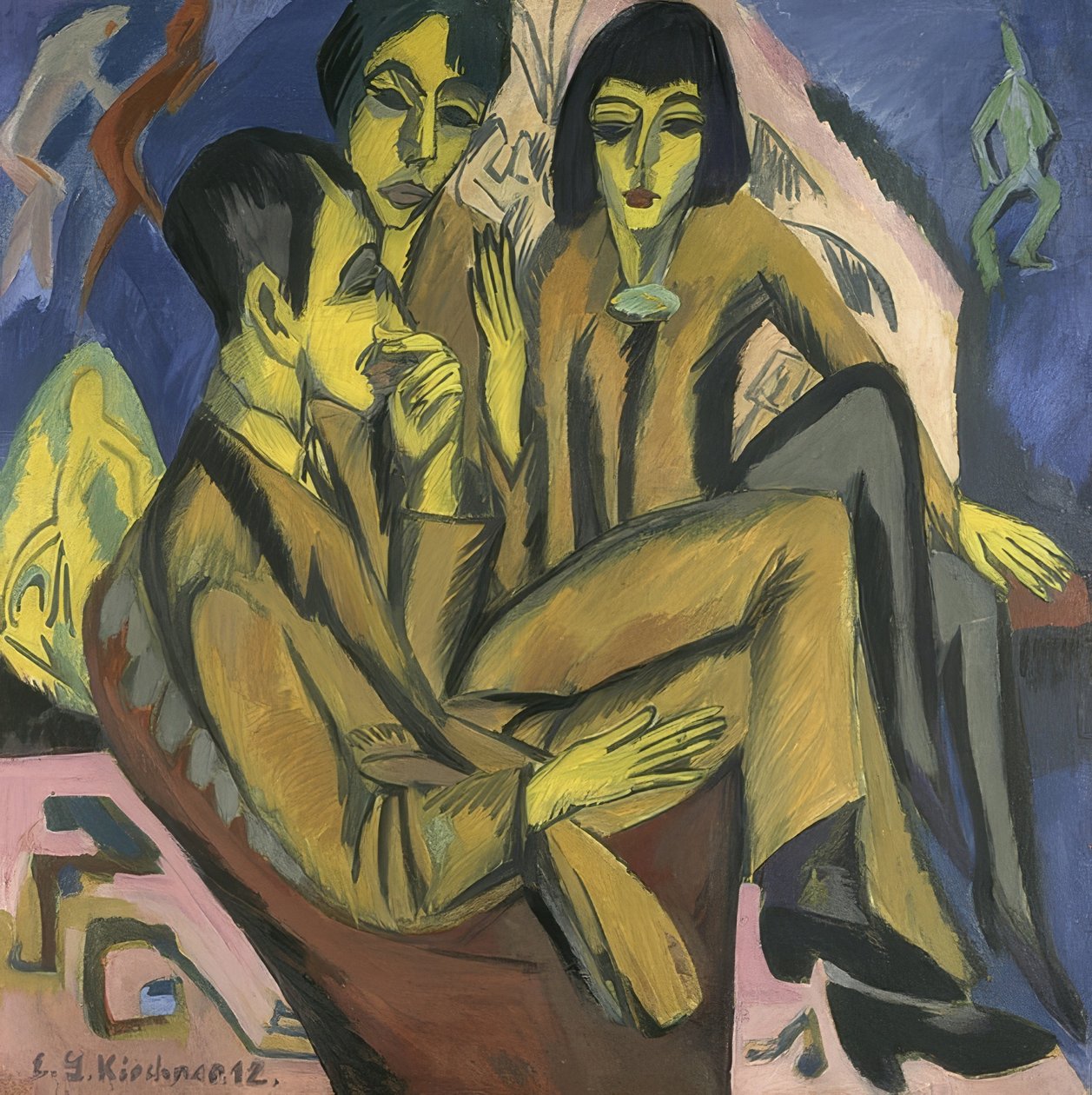 Sanatçı grubu (sanatçıların eğlencesi). 1913 by Ernst Ludwig Kirchner