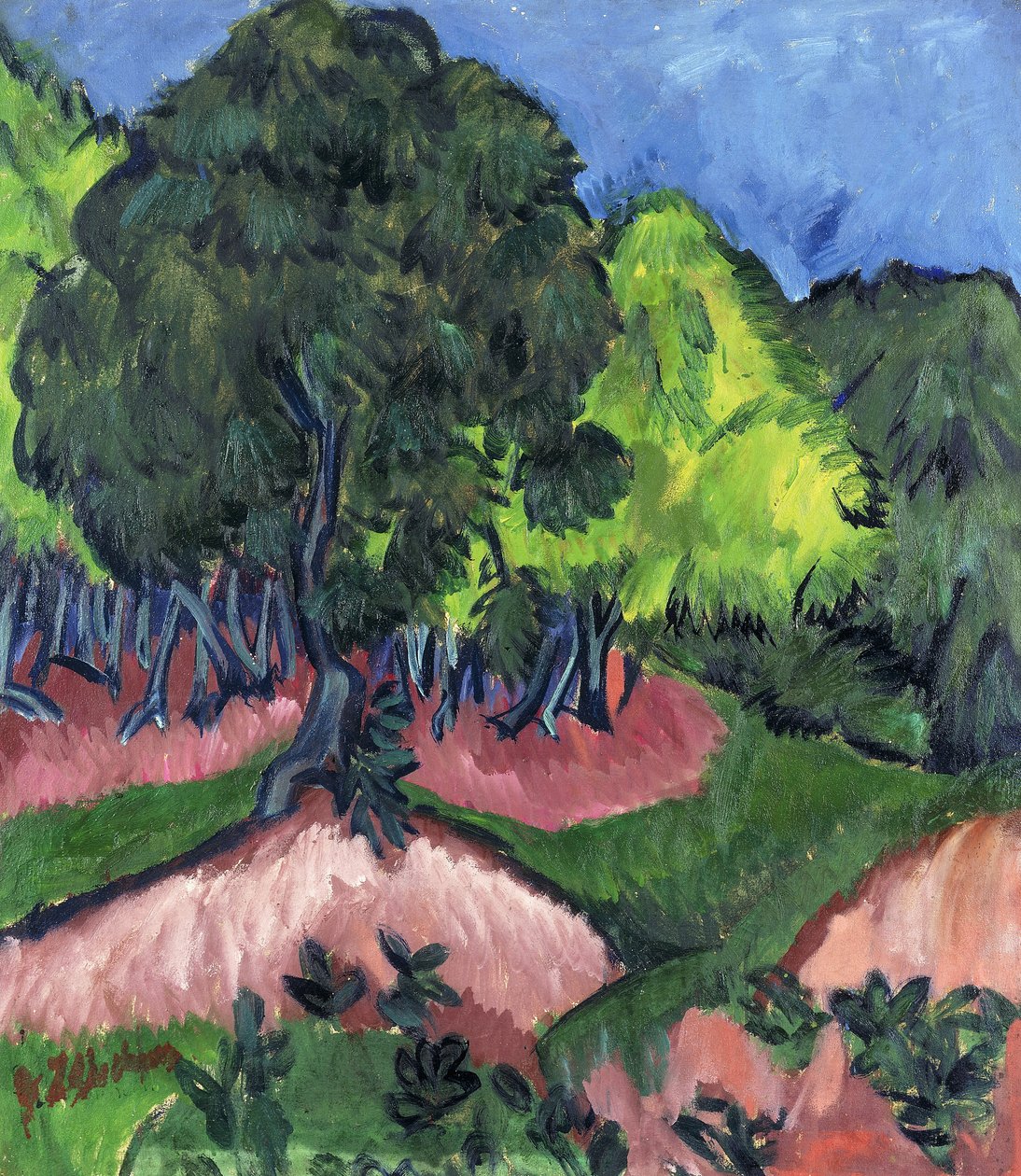 Kestane Ağacı ile Peyzaj; Landschaft mit Kastanienbaum, 1913 by Ernst Ludwig Kirchner