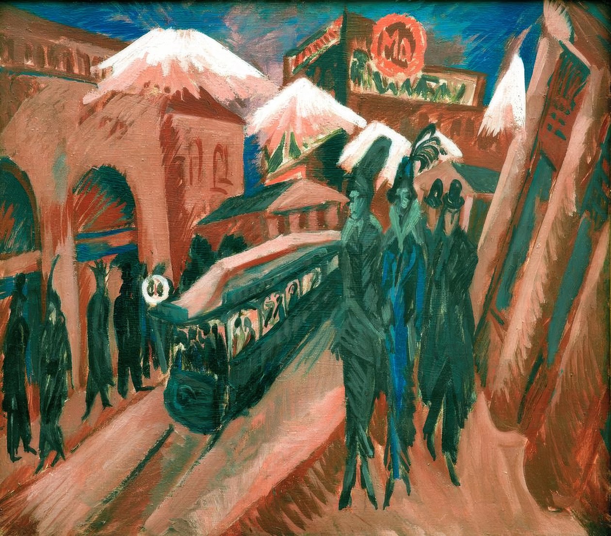 Elektrikli tren ile Leipziger Strasse by Ernst Ludwig Kirchner