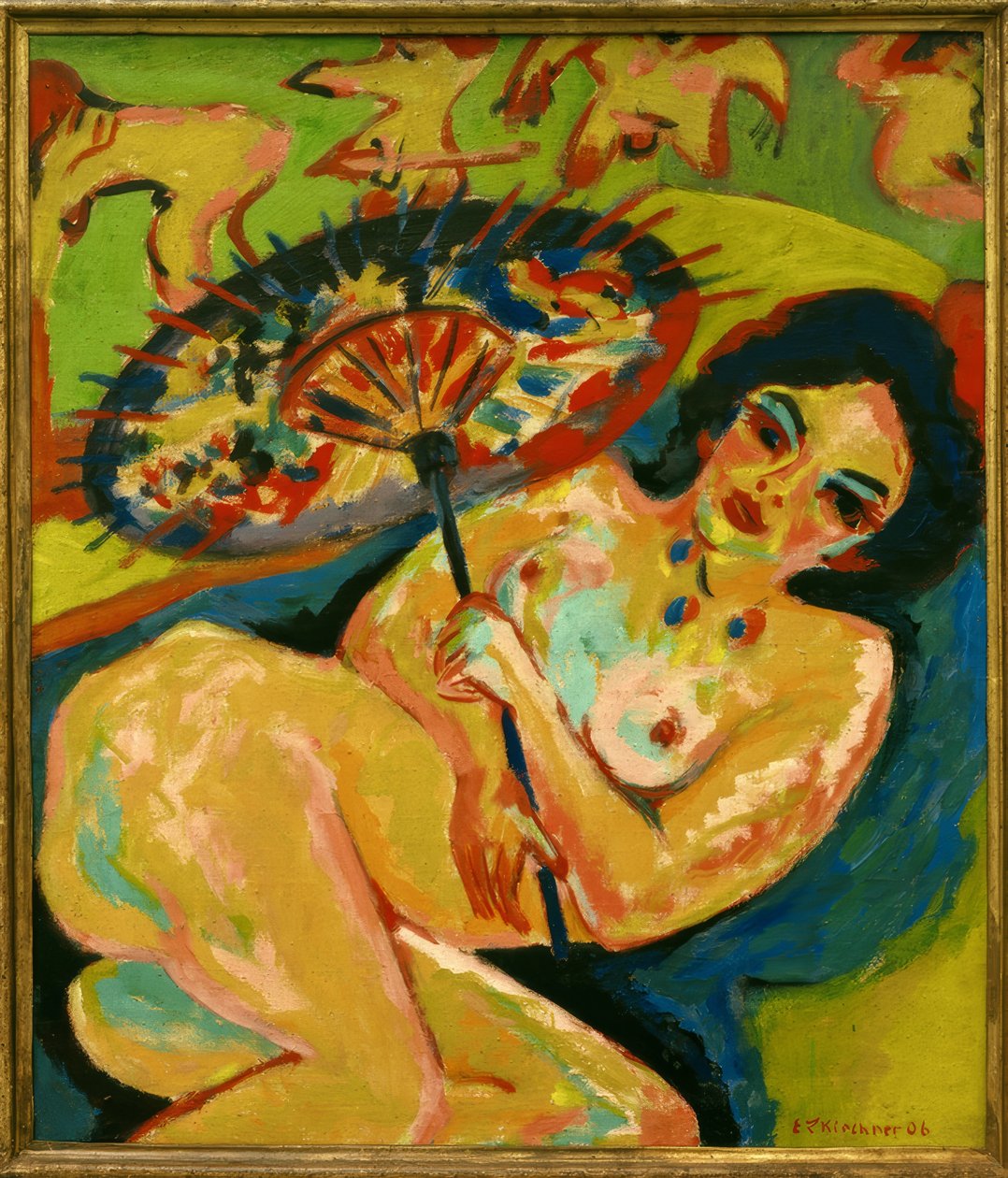 Japon şemsiyesi altında kızlar by Ernst Ludwig Kirchner