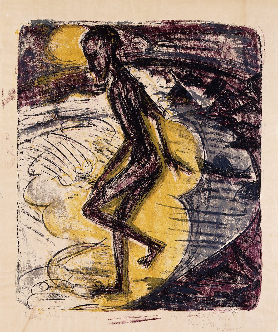 Denizden Yükselen Adam; Ins Meer Seigender Mann, 1913 by Ernst Ludwig Kirchner