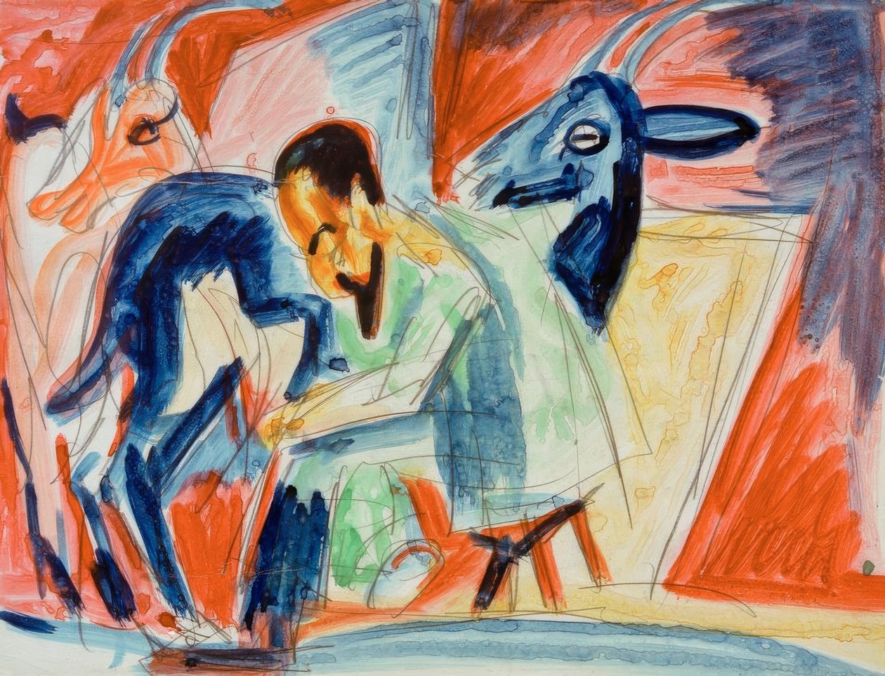 Sağım çiftçisi (keçi sağımcısı) by Ernst Ludwig Kirchner