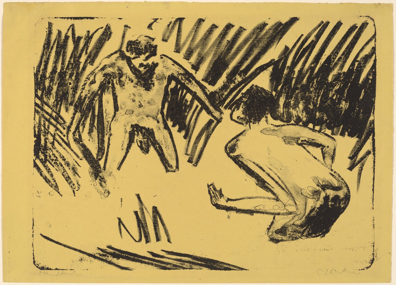 Sazlıklarda Sıçrayan Adamlar by Ernst Ludwig Kirchner