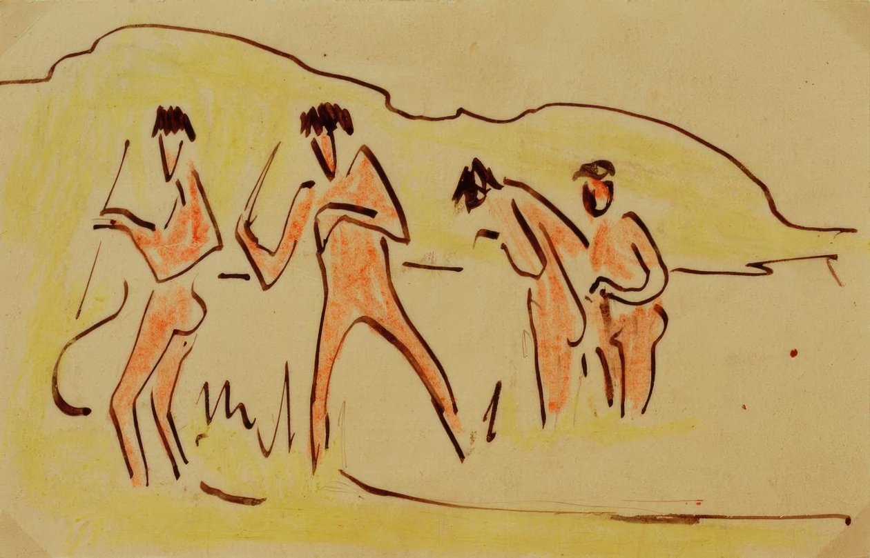 Banyo yapanlar saz fırlatıyor by Ernst Ludwig Kirchner