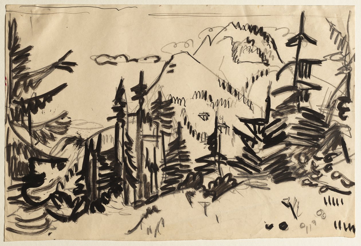 Köknar Ağaçları ile Dağ Manzarası by Ernst Ludwig Kirchner
