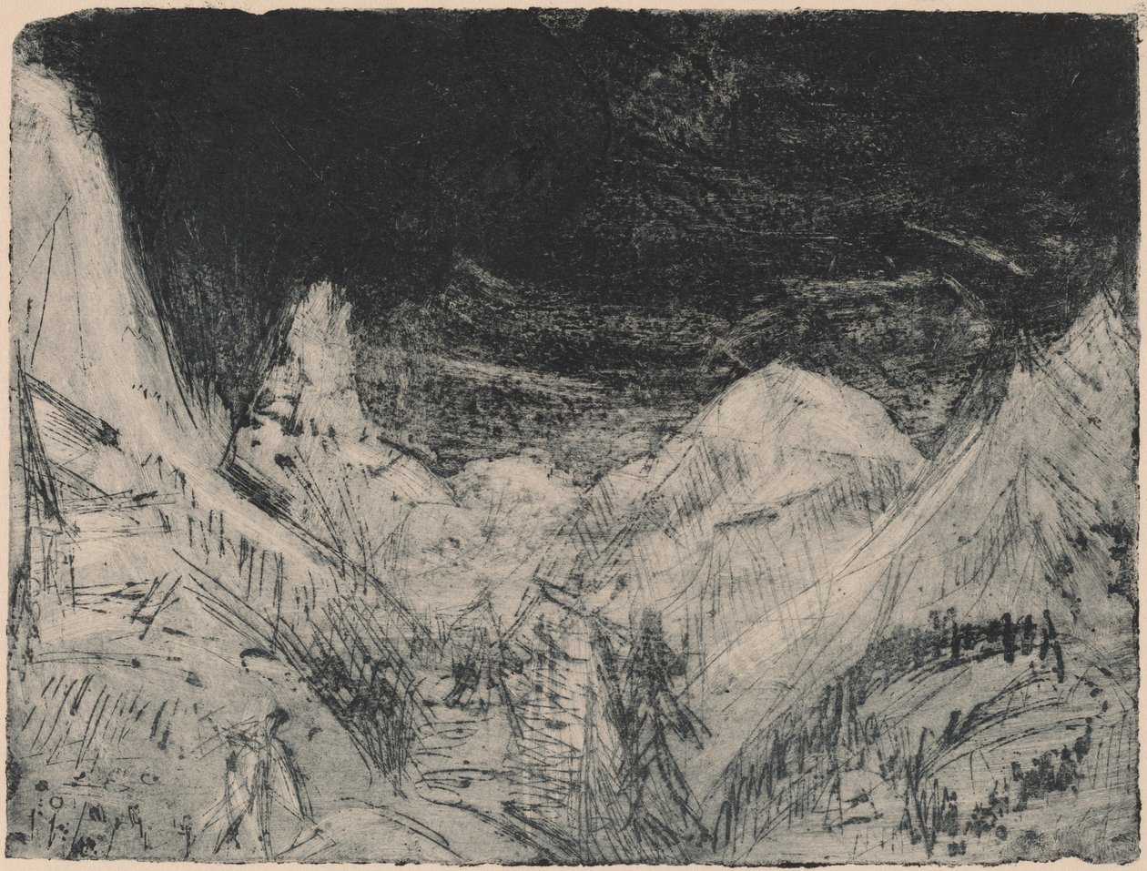 Küçük Biçme Makineleri ile Dağ Manzarası by Ernst Ludwig Kirchner