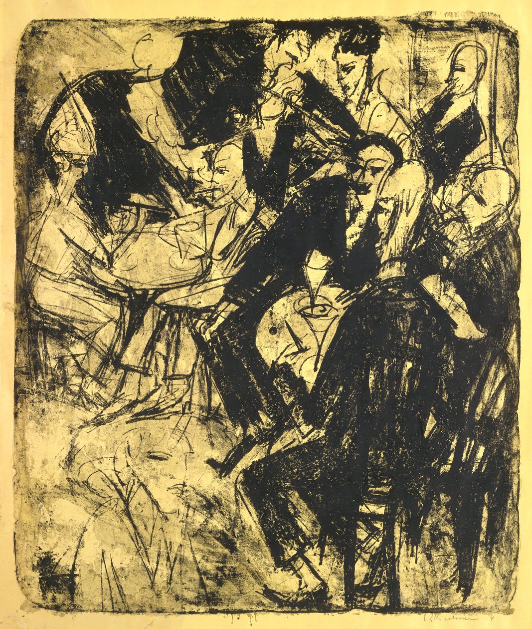 Müzik Restoranı; Müzik Restoranı, 1914 by Ernst Ludwig Kirchner