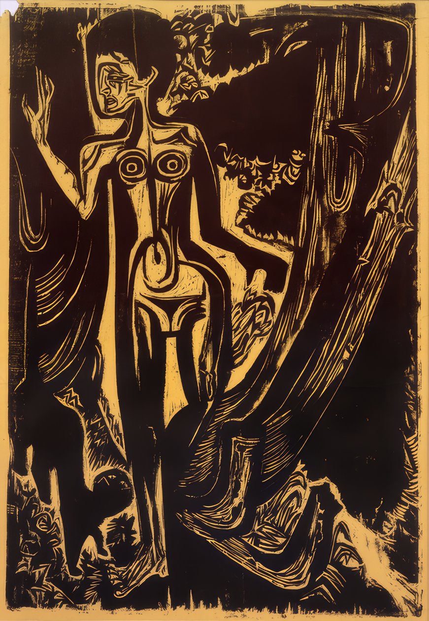 Nackte Frau im Walde by Ernst Ludwig Kirchner