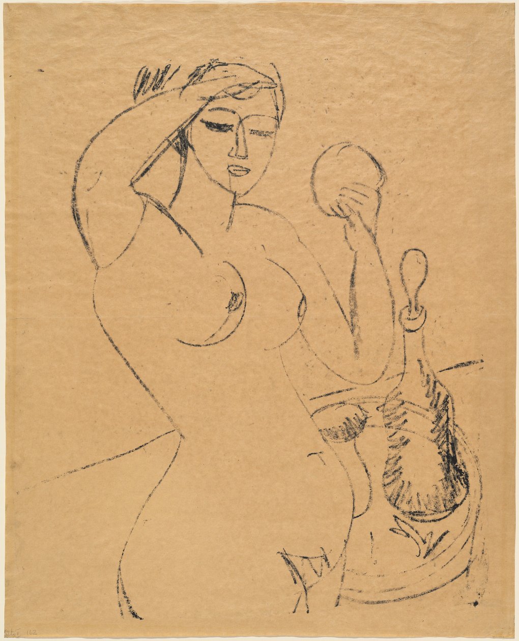 çıplak kız en onu tuvalet by Ernst Ludwig Kirchner