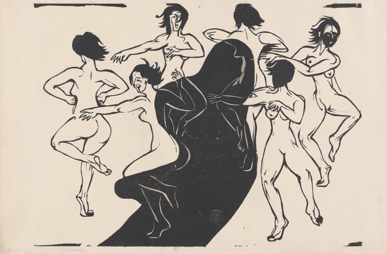 Bir Gölgenin Etrafında Dans Eden Çıplaklar by Ernst Ludwig Kirchner