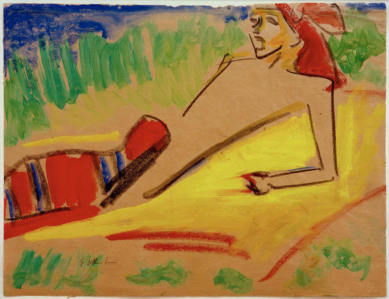 İsimsiz (Fränzi, su kenarında uzanmış) by Ernst Ludwig Kirchner
