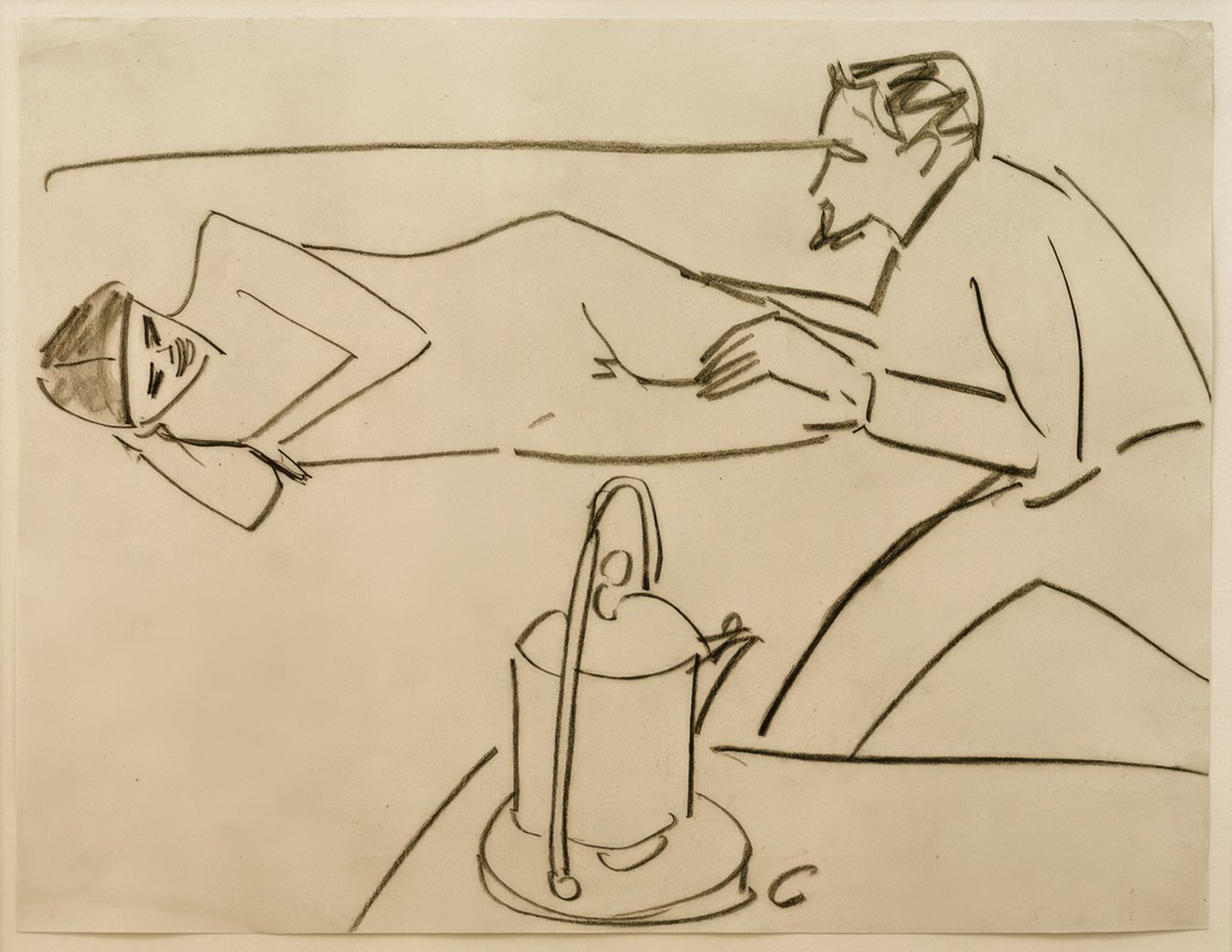 İsimsiz (Liegende Fränzi, Erich Heckel ile konuşurken) by Ernst Ludwig Kirchner
