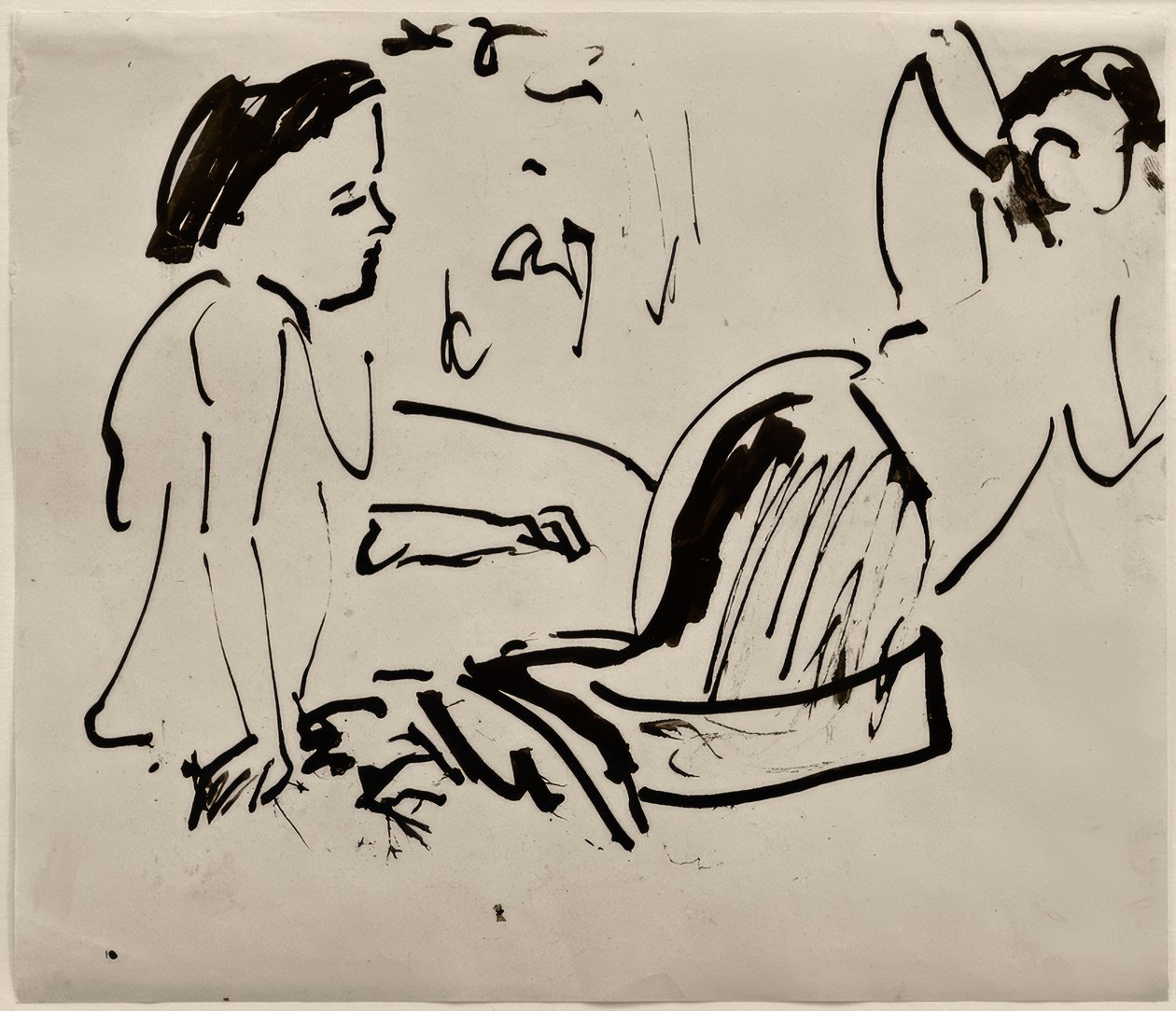 İsimsiz (iki kadın, oturmuş) by Ernst Ludwig Kirchner