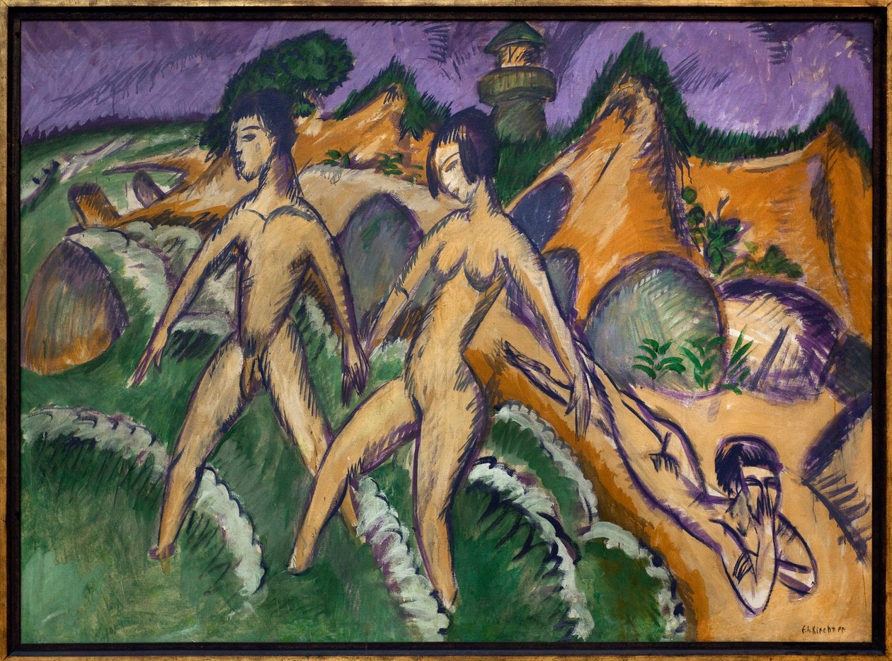 Denizin üzerinde. Ernst Ludwig Kirchner (1880-1938), Tuval Üzeri Yağlıboya Tablo by Ernst Ludwig Kirchner