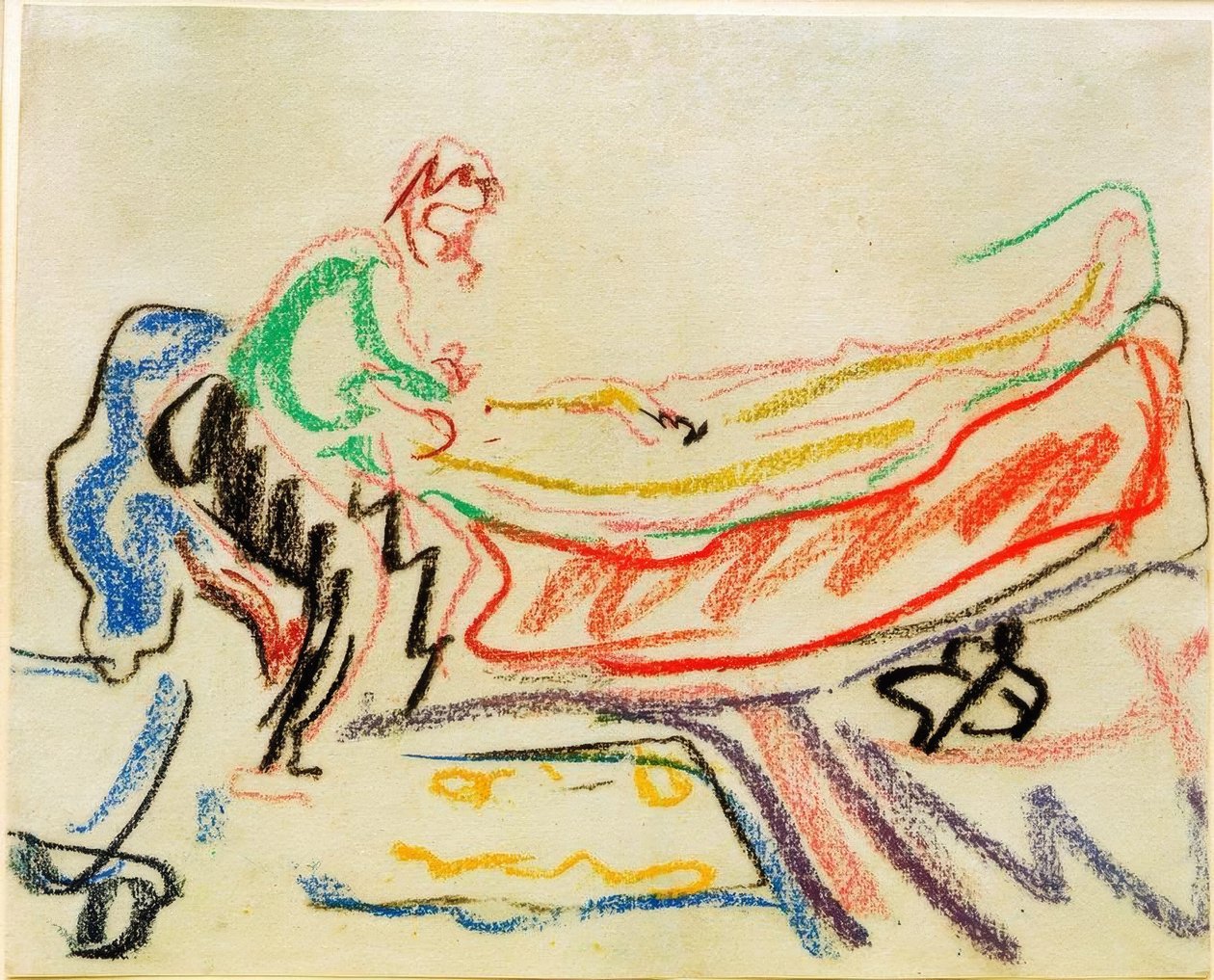 Kanepede çift (Erich Heckel ve model) by Ernst Ludwig Kirchner